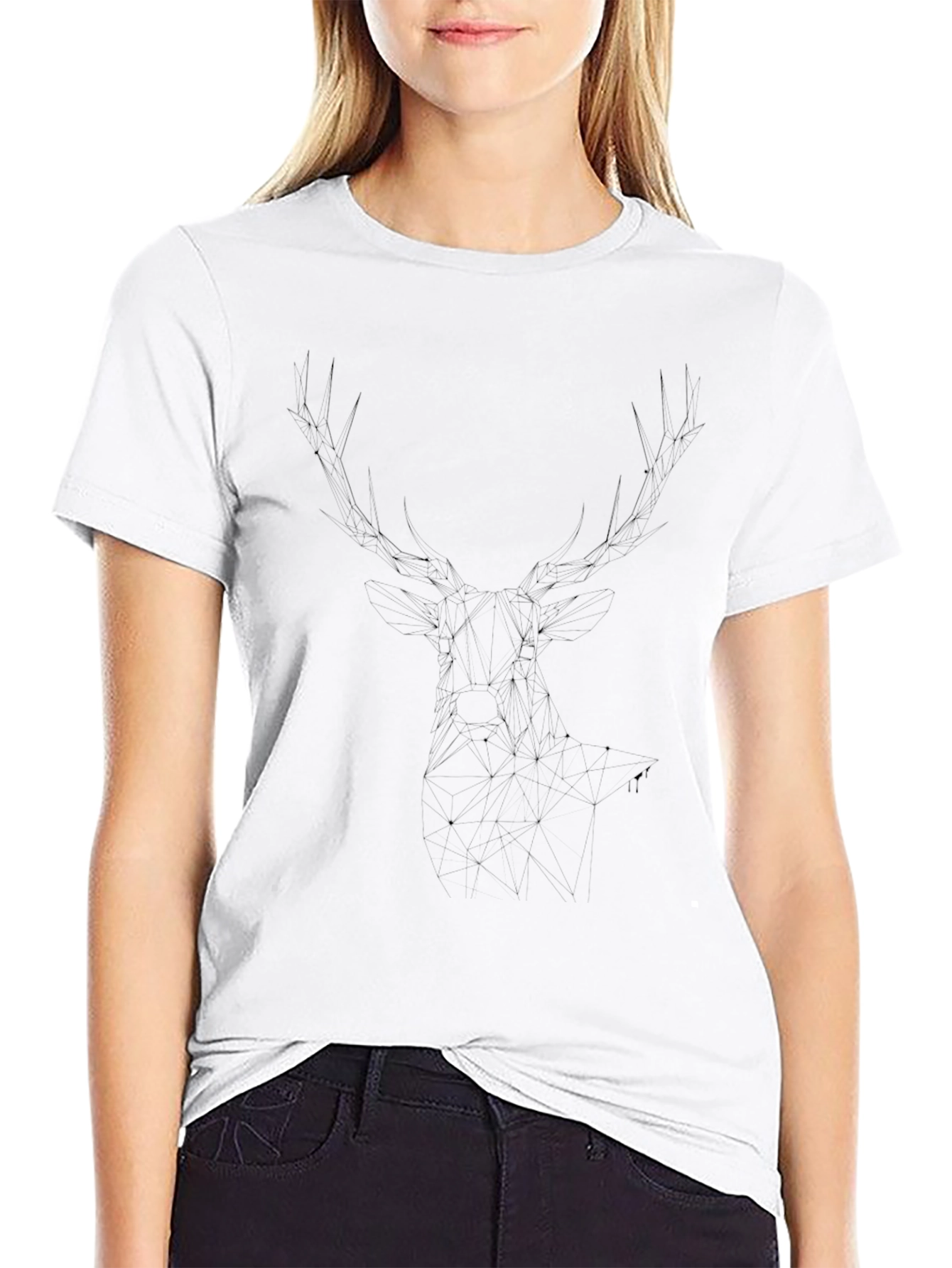 Mens Black T-Shirt with Abstract Deer Antler Design