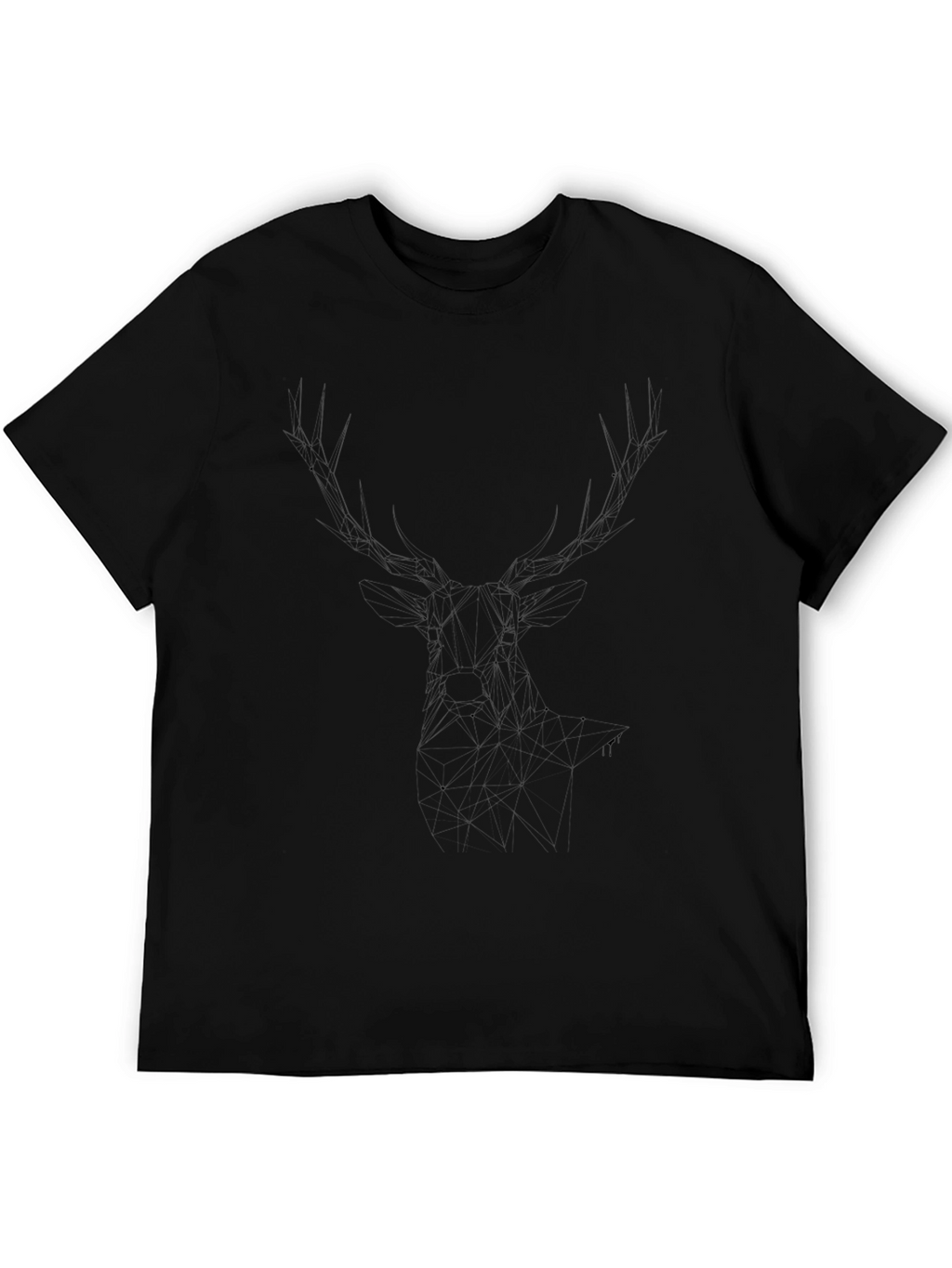 Mens Black T-Shirt with Abstract Deer Antler Design