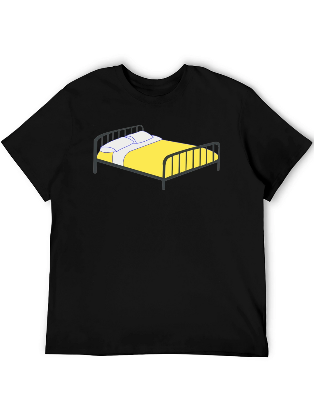 Cartoon Bed Black T-Shirt
