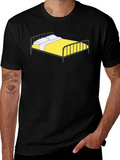 Cartoon Bed Black T-Shirt