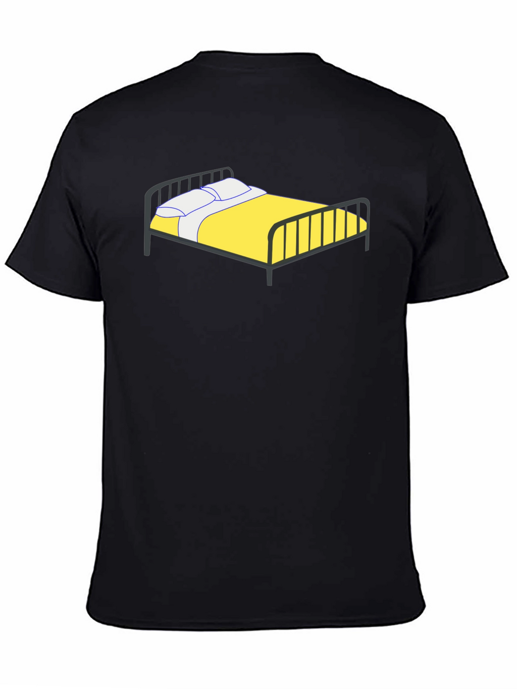 Cartoon Bed Black T-Shirt