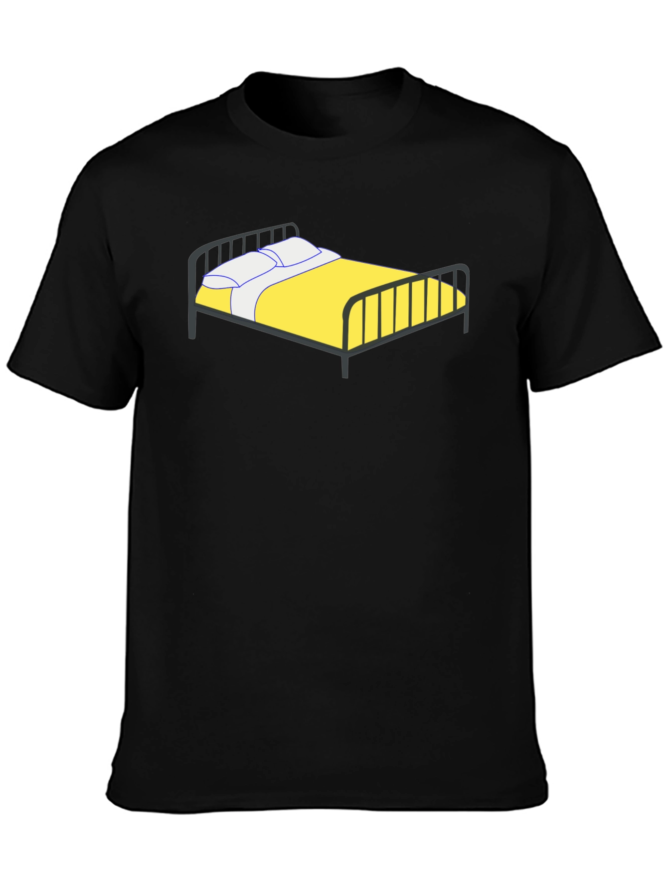 Cartoon Bed Black T-Shirt
