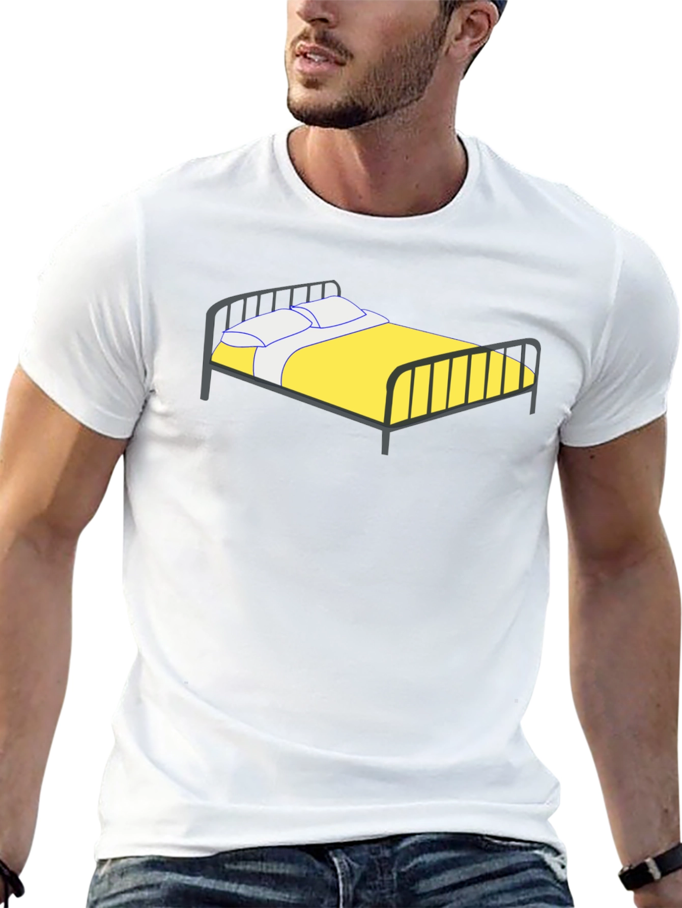 Cartoon Bed Black T-Shirt