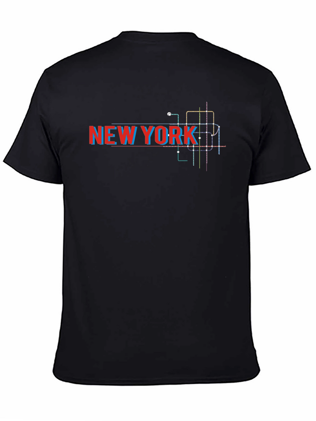 New York City Subway Map Black T-Shirt