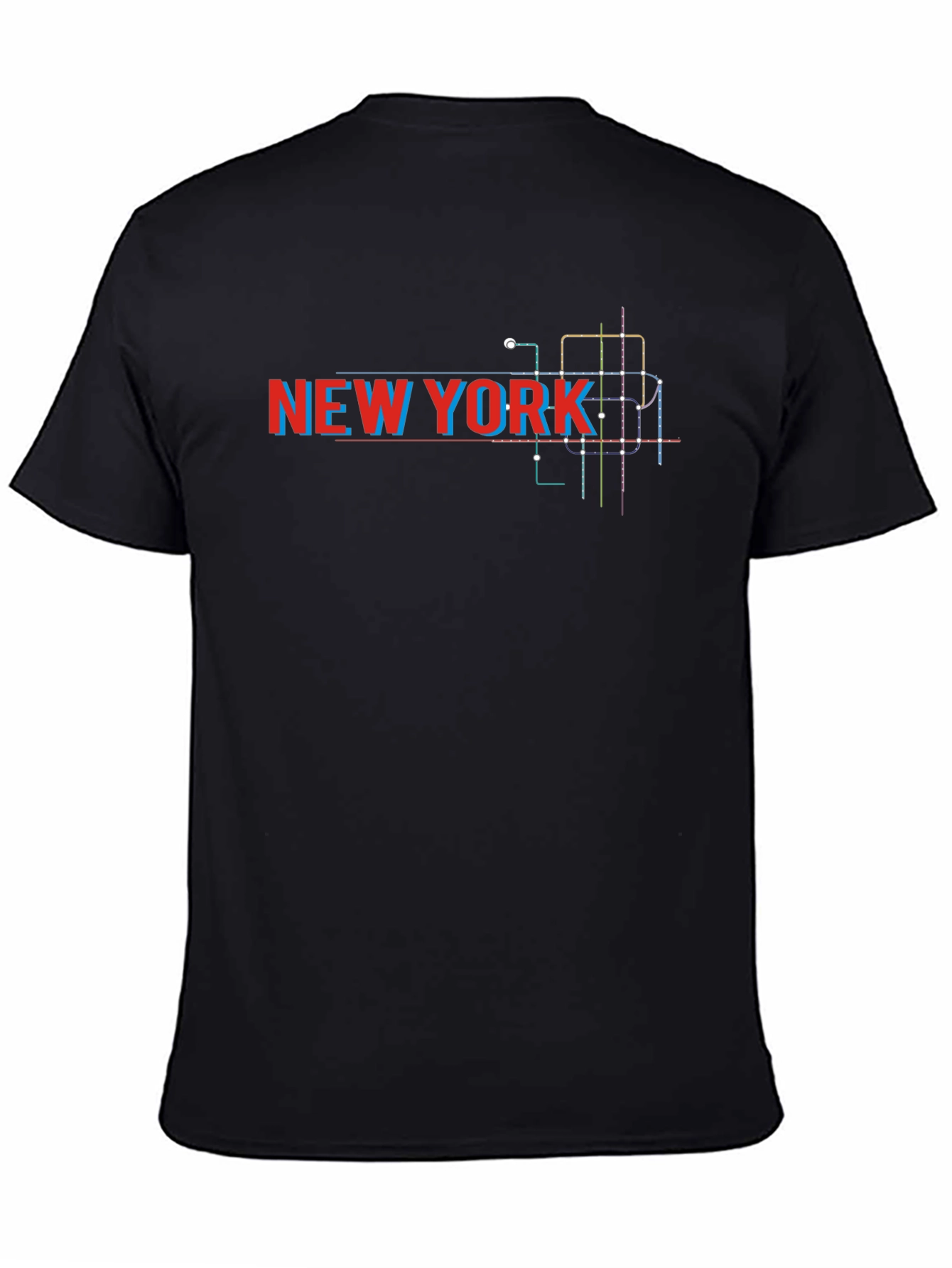 New York City Subway Map Black T-Shirt