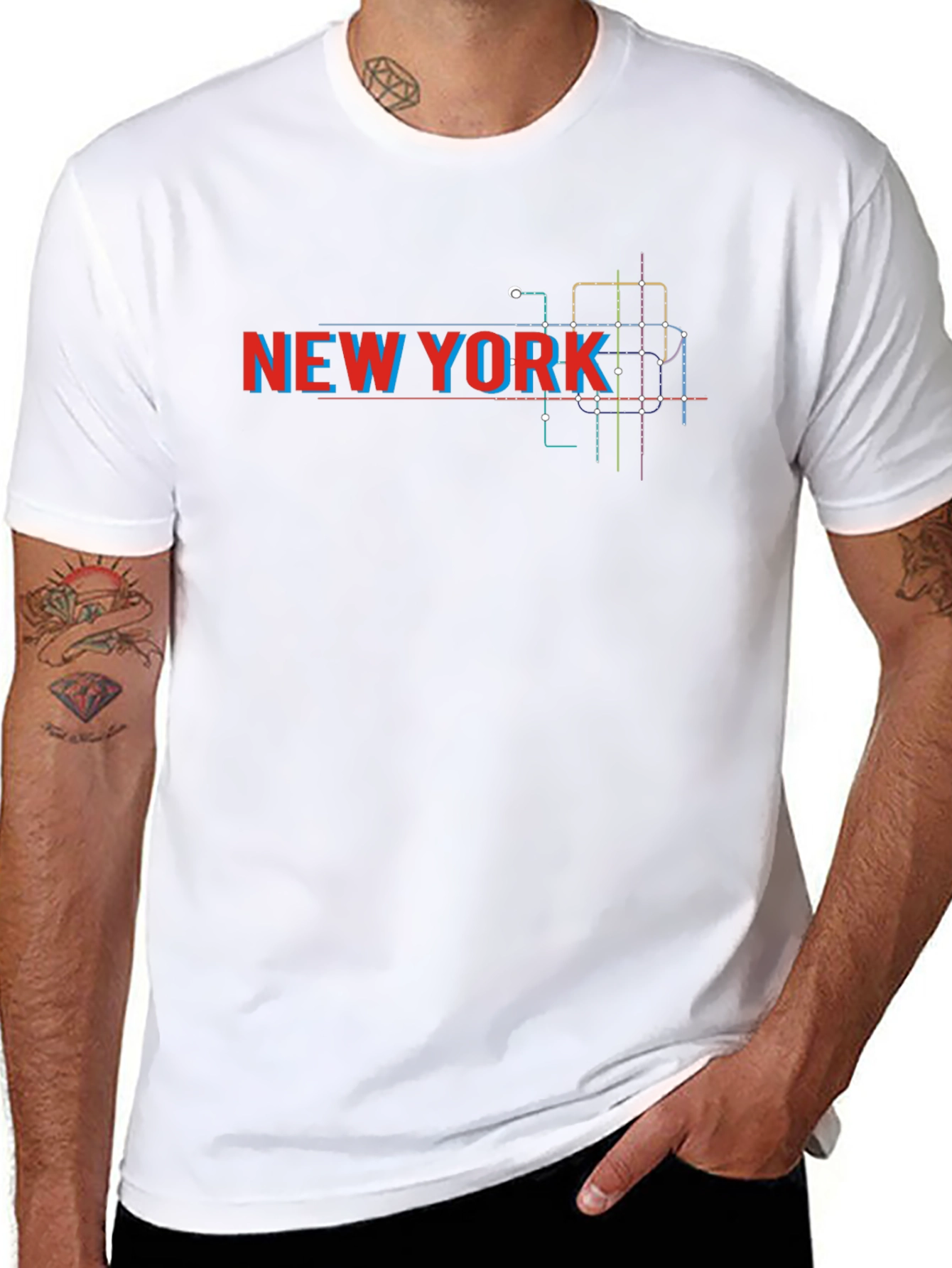 New York City Subway Map Black T-Shirt
