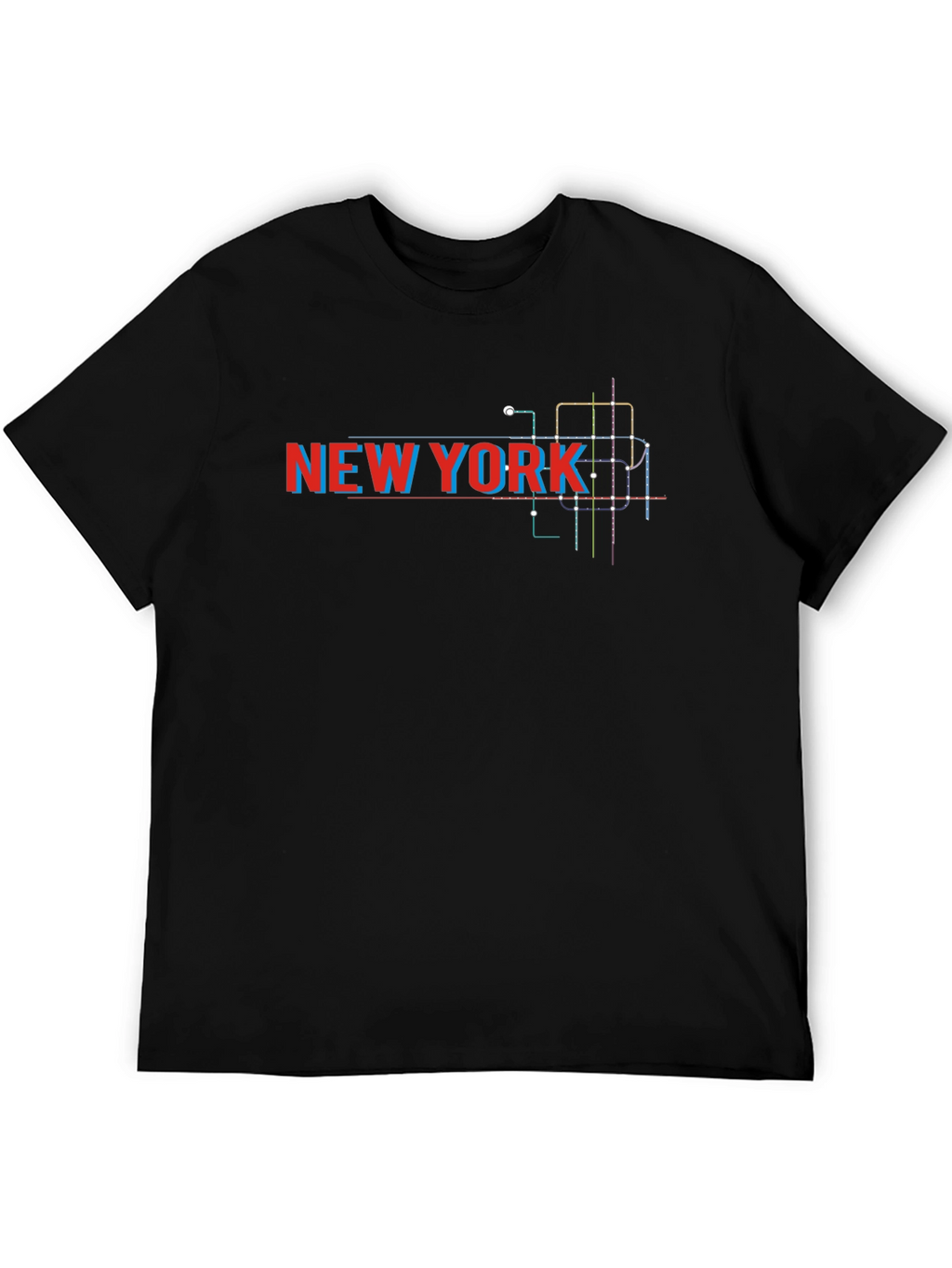 New York City Subway Map Black T-Shirt