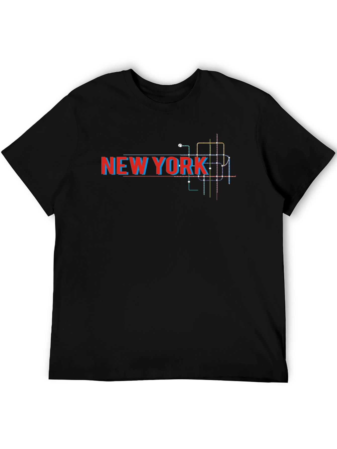 New York City Subway Map Black T-Shirt