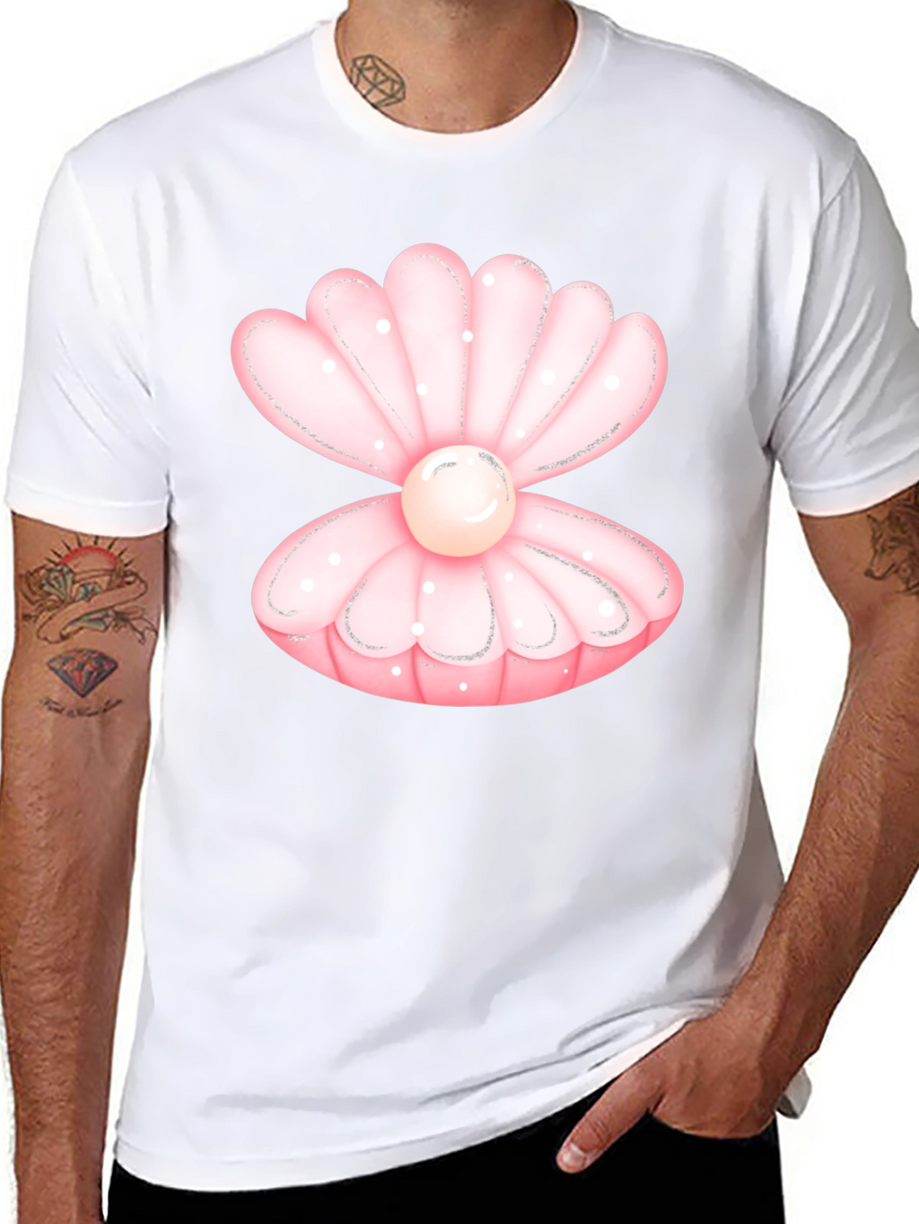 Oyster Pearl Graphic Tee - Black Cotton Casual T-Shirt