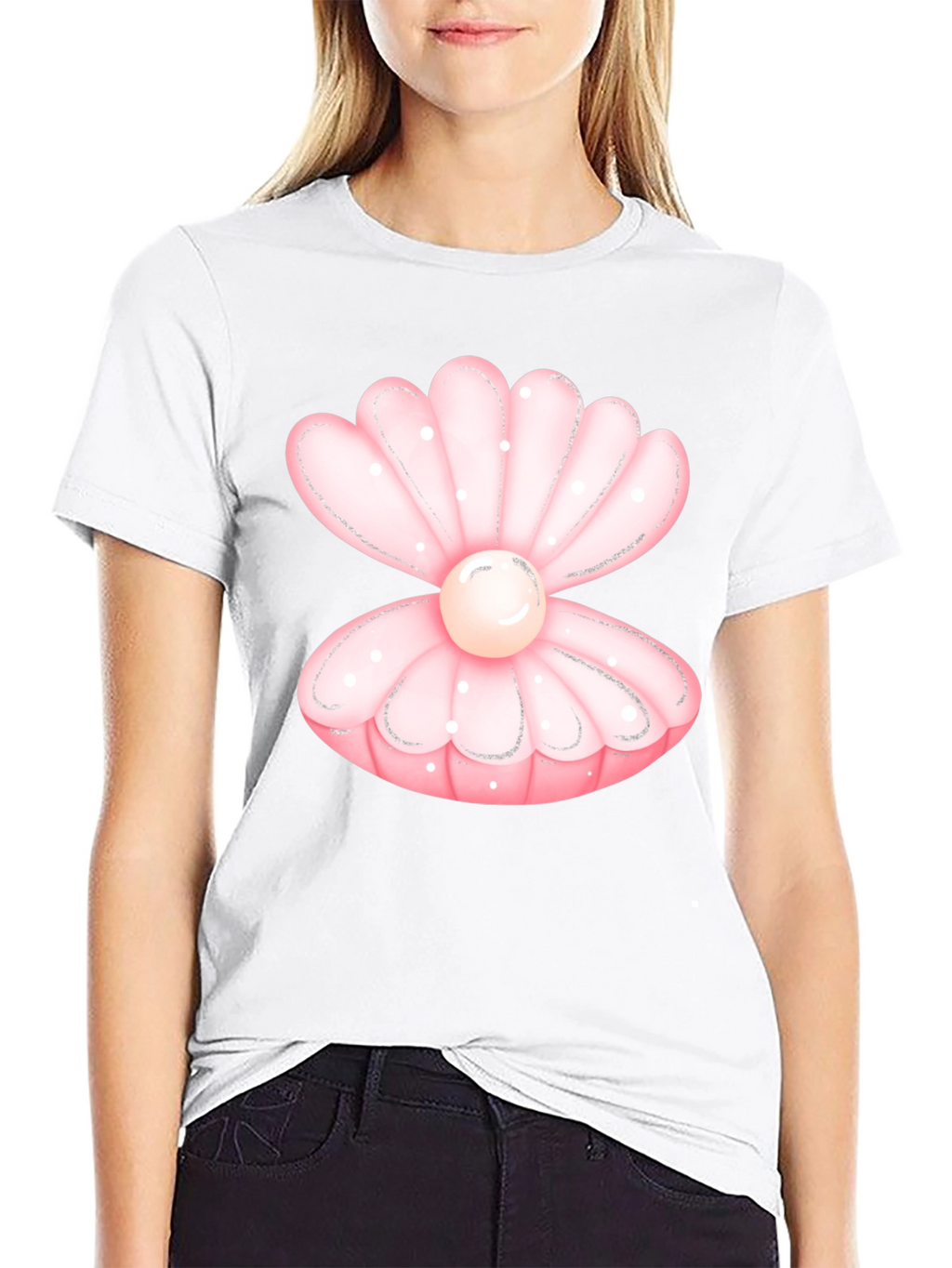 Oyster Pearl Graphic Tee - Black Cotton Casual T-Shirt