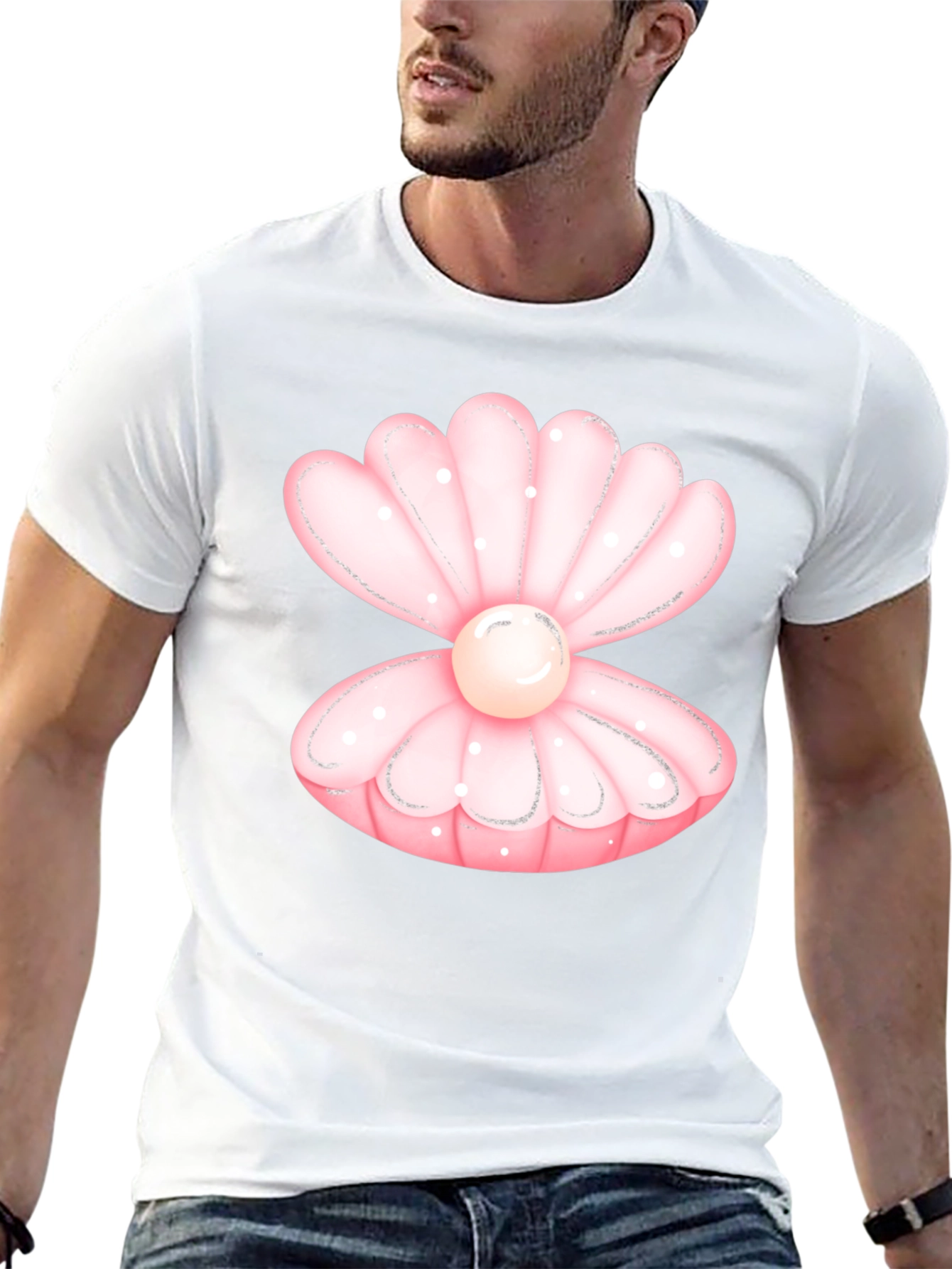 Oyster Pearl Graphic Tee - Black Cotton Casual T-Shirt
