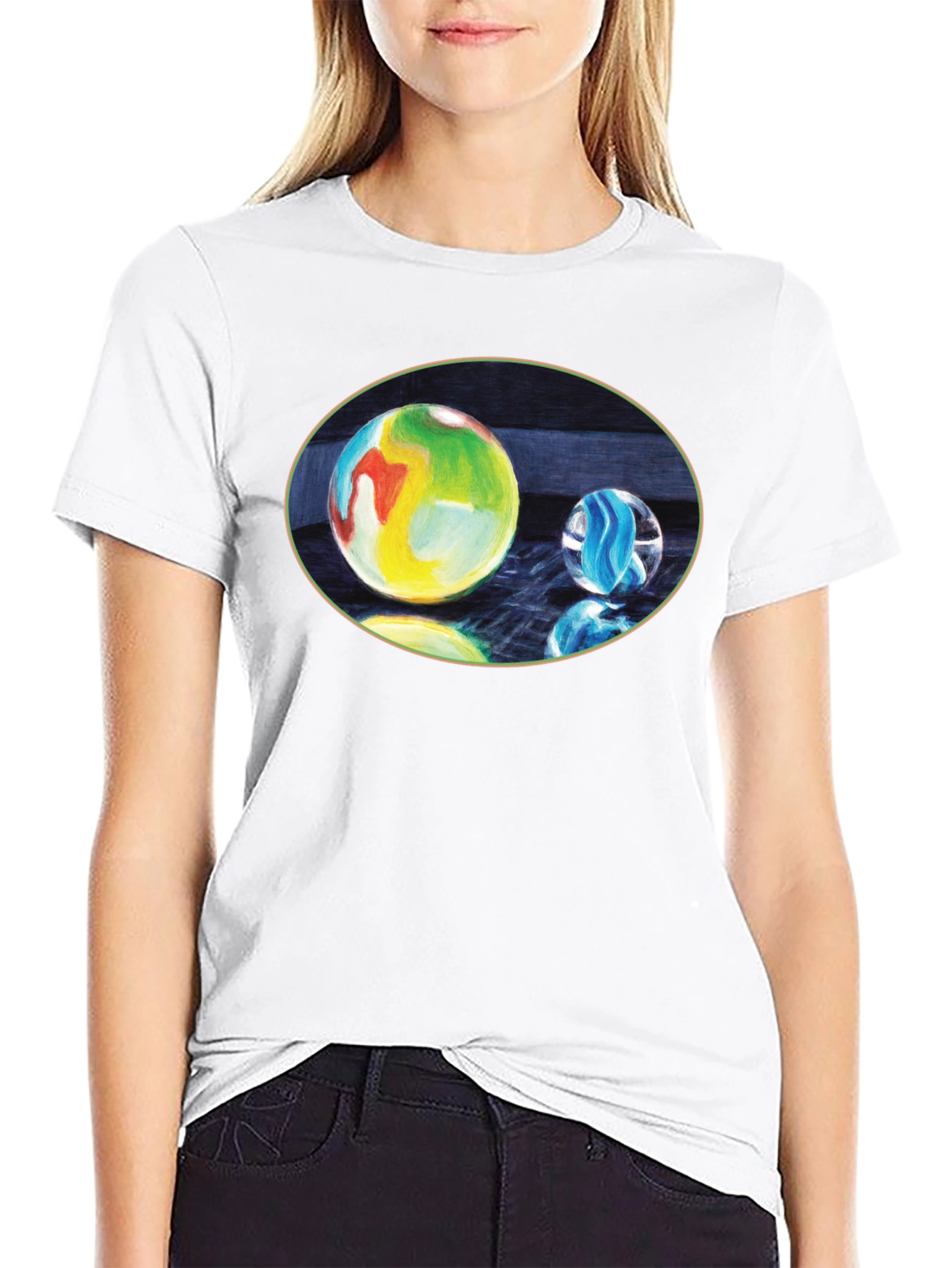 Marble Print Black T-Shirt