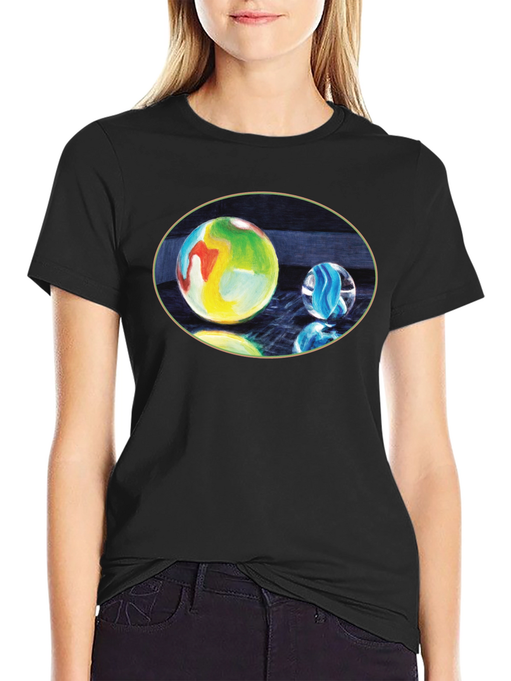 Marble Print Black T-Shirt