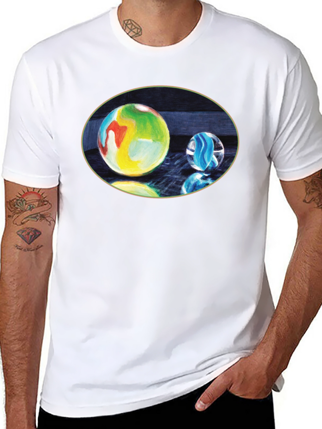 Marble Print Black T-Shirt