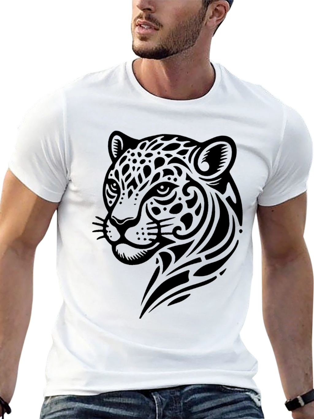 Jaguar Tribal Graphic Black T-Shirt
