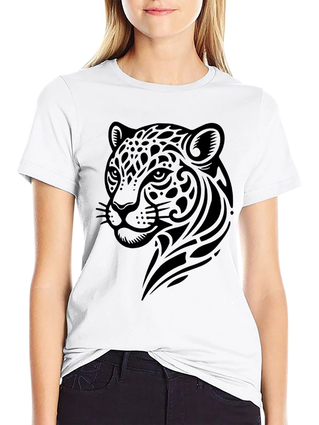 Jaguar Tribal Graphic Black T-Shirt