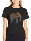 Textured Elephant Graphic Tee - Casual Black T-Shirt