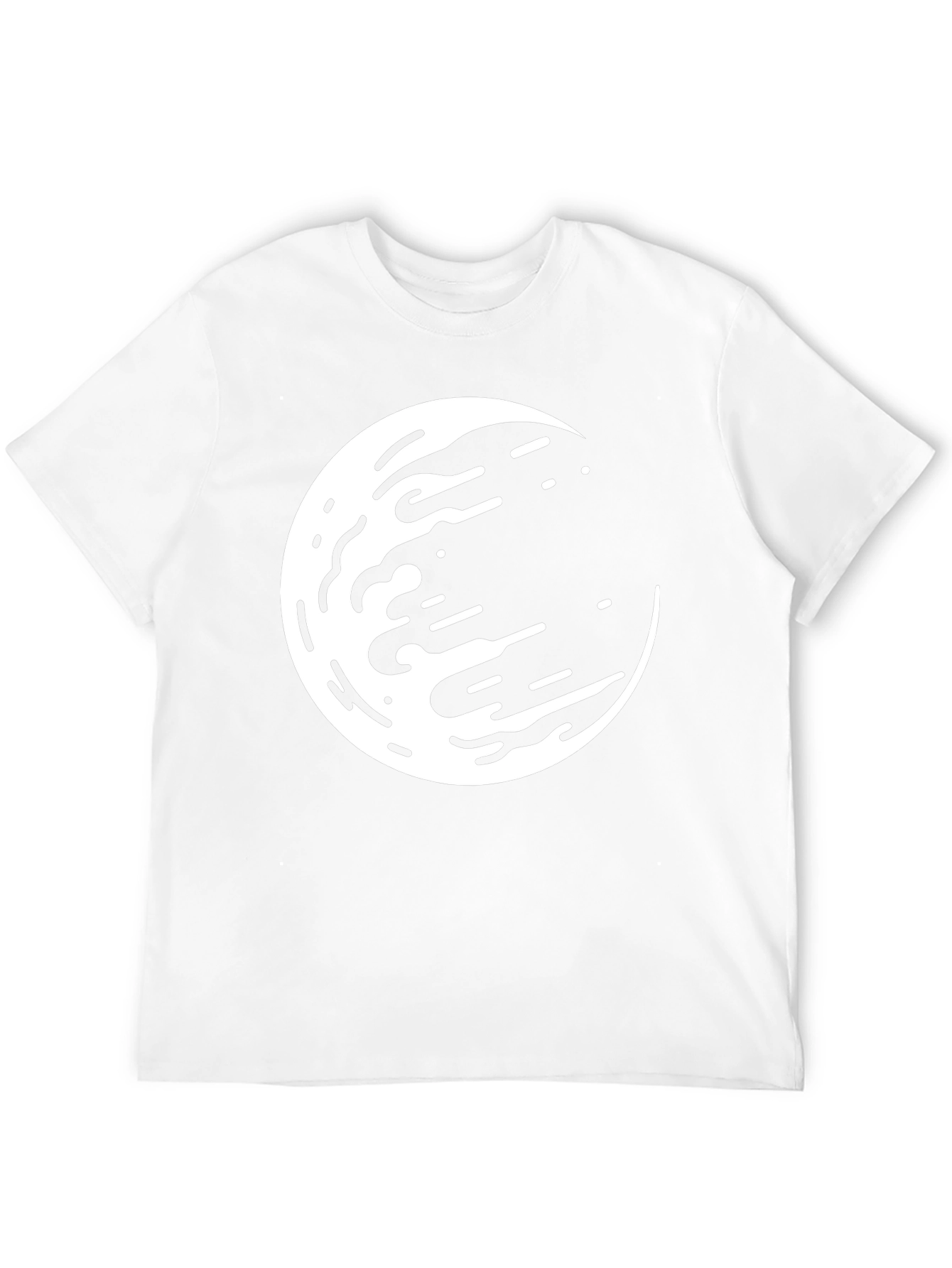 Abstract Moon Graphic Tee - Black Casual Shirt