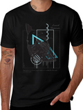 Abstract Geometric Raven Print Black T-Shirt