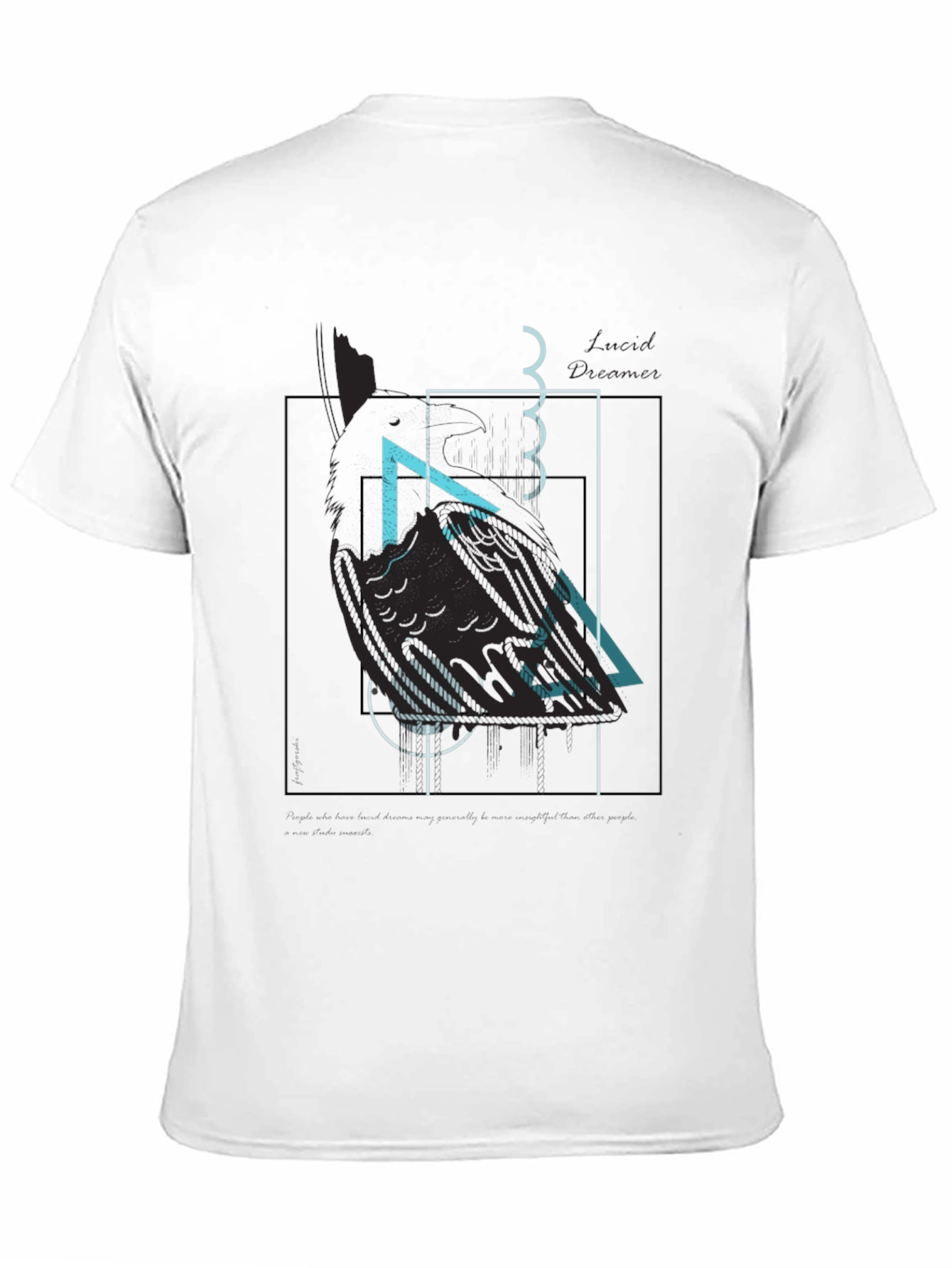 Abstract Geometric Raven Print Black T-Shirt