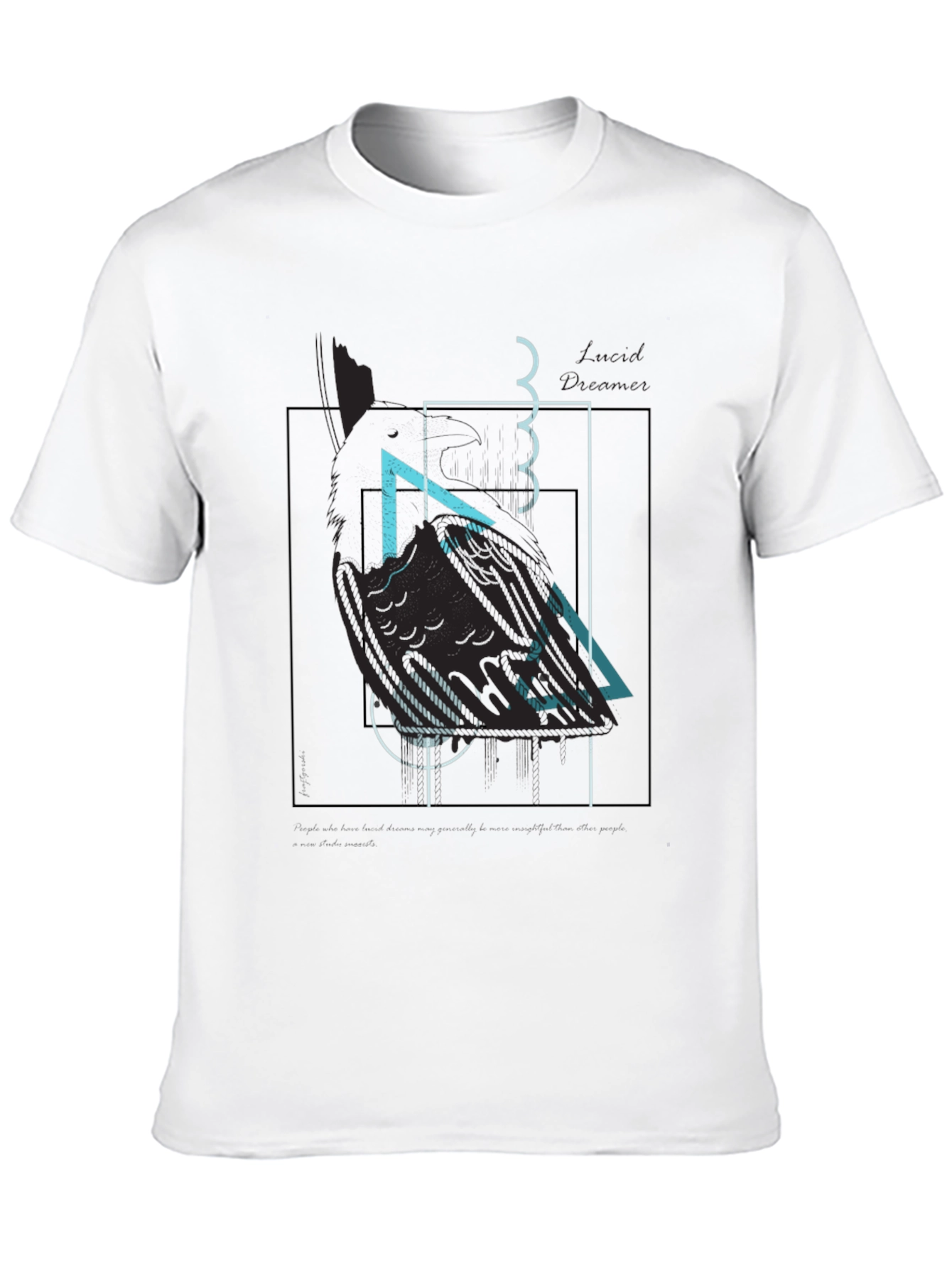 Abstract Geometric Raven Print Black T-Shirt
