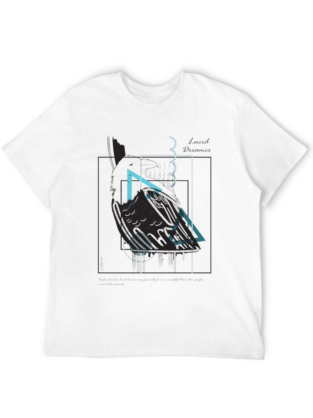 Abstract Geometric Raven Print Black T-Shirt