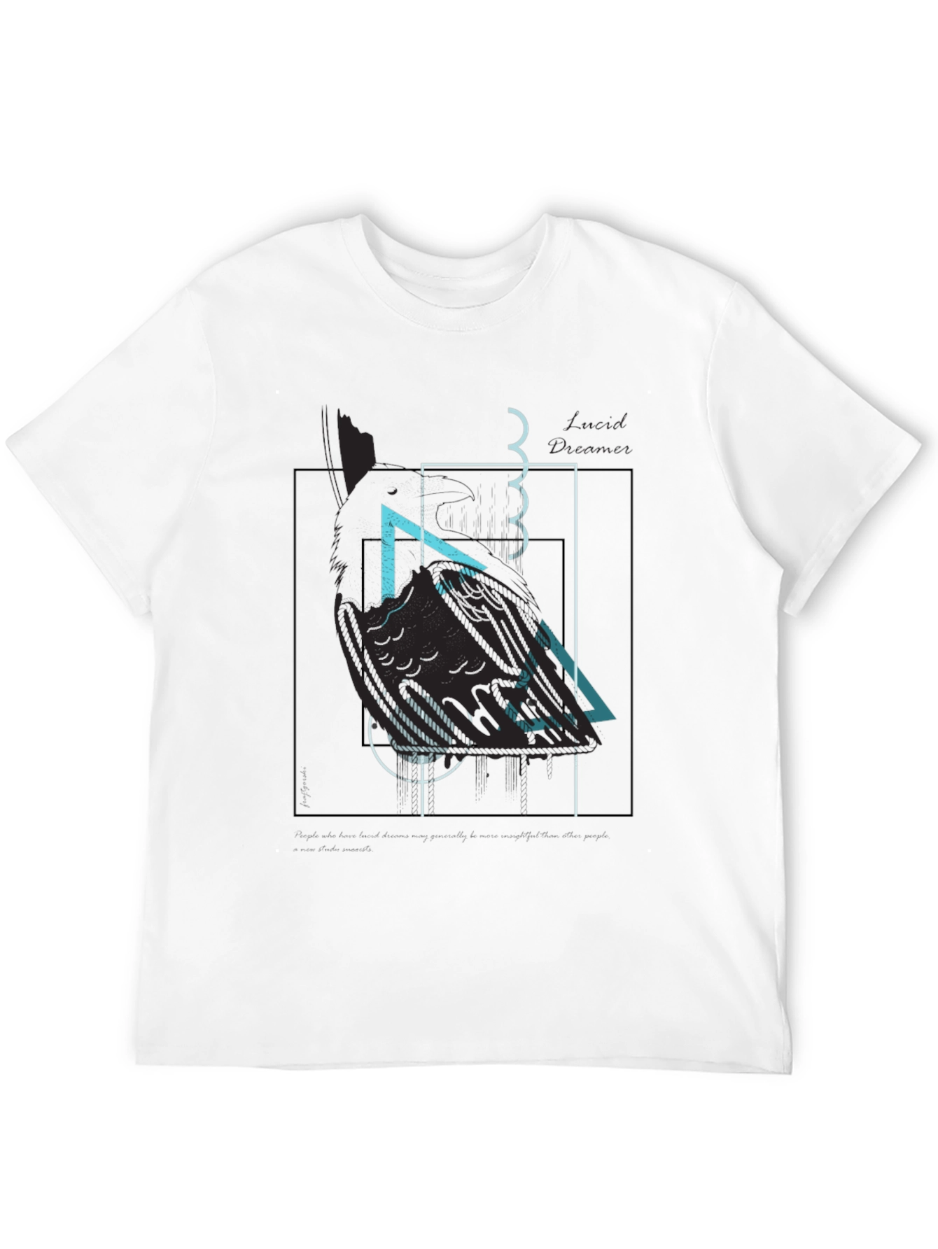 Abstract Geometric Raven Print Black T-Shirt