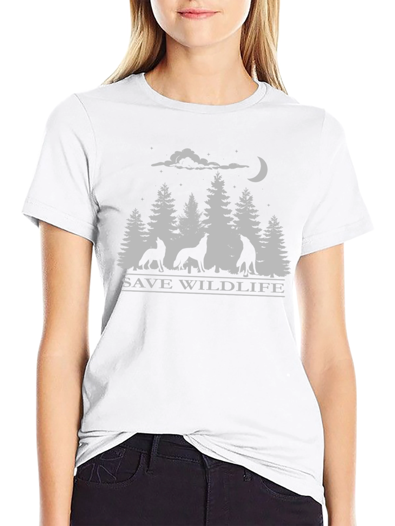 Save Wildlife Wolf Pack Black T-Shirt
