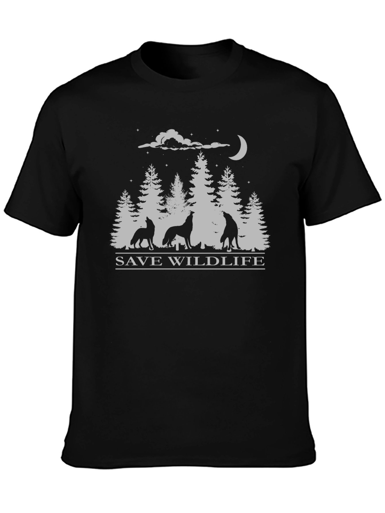 Save Wildlife Wolf Pack Black T-Shirt