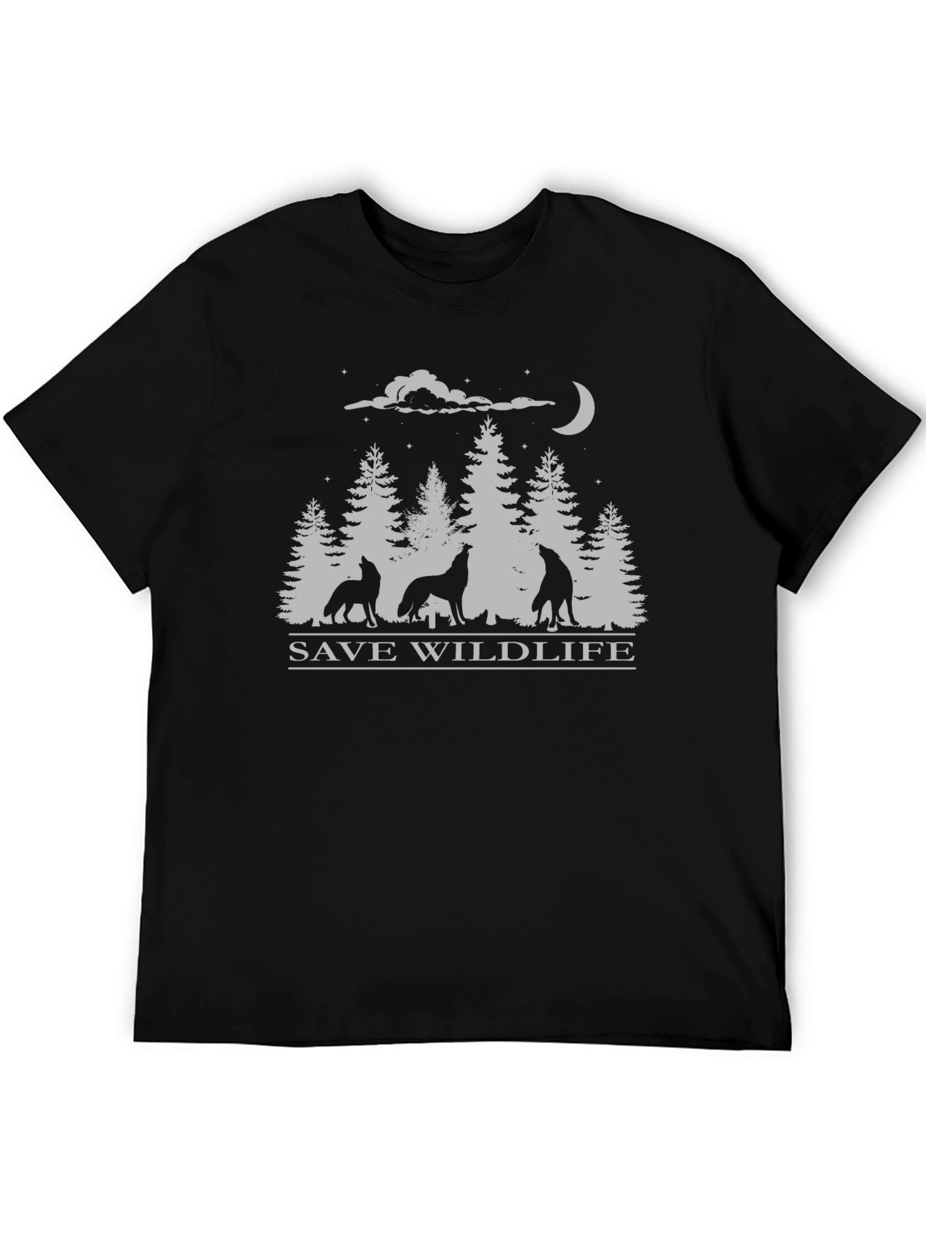 Save Wildlife Wolf Pack Black T-Shirt
