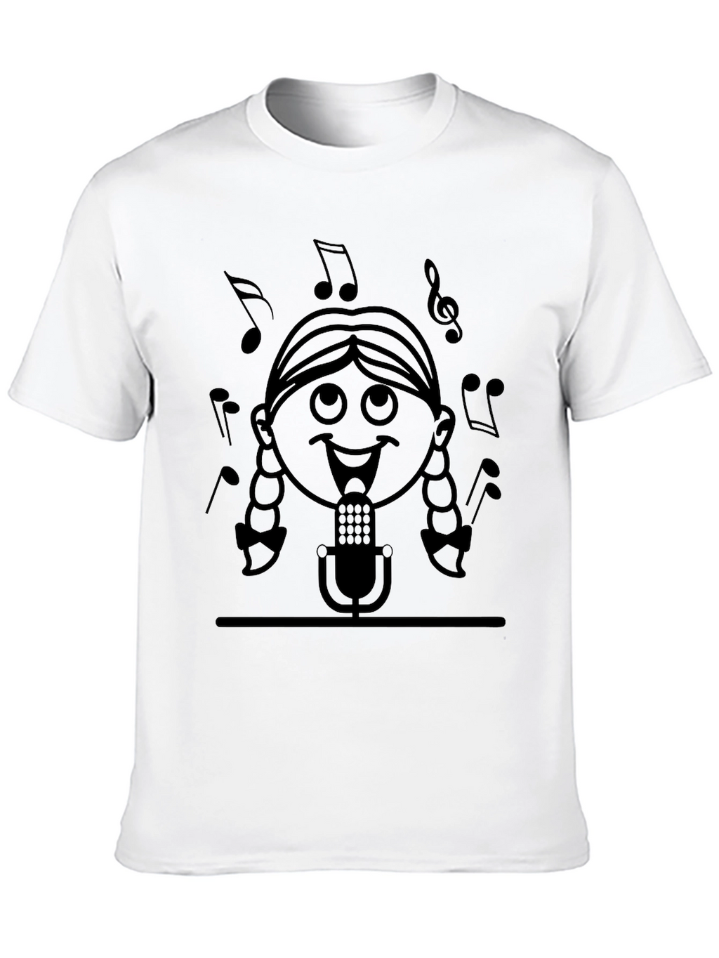 Singing Girl Graphic Tee - Black Cotton Casual Wear