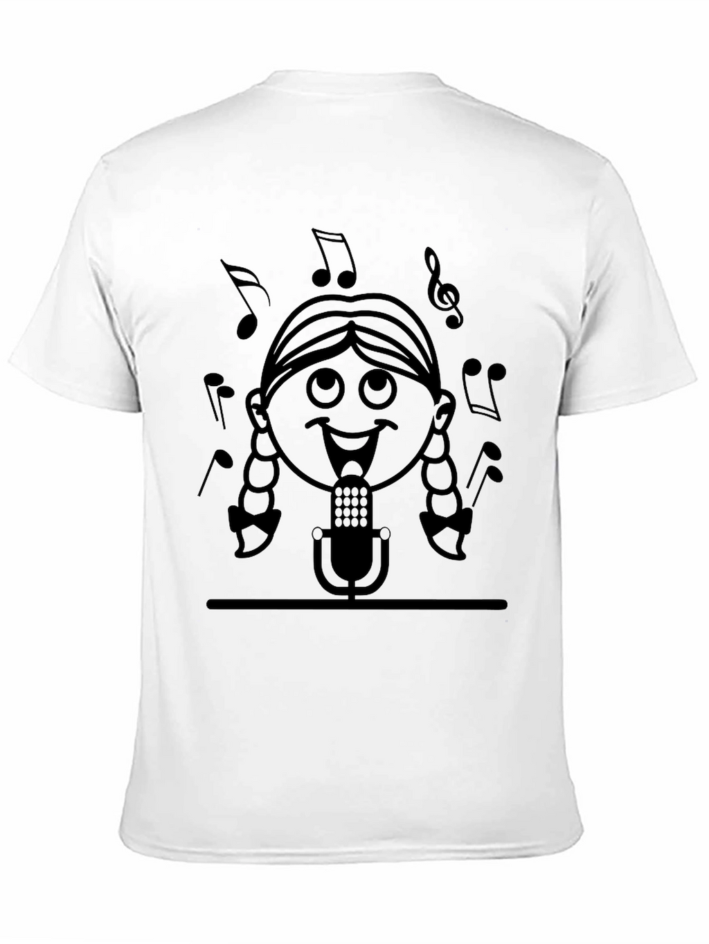 Singing Girl Graphic Tee - Black Cotton Casual Wear