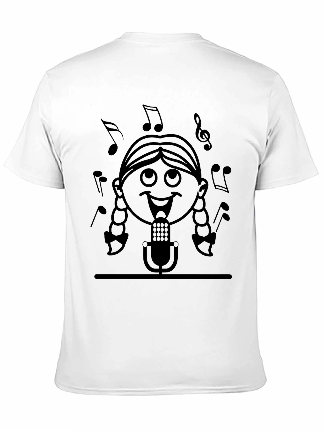 Singing Girl Graphic Tee - Black Cotton Casual Wear