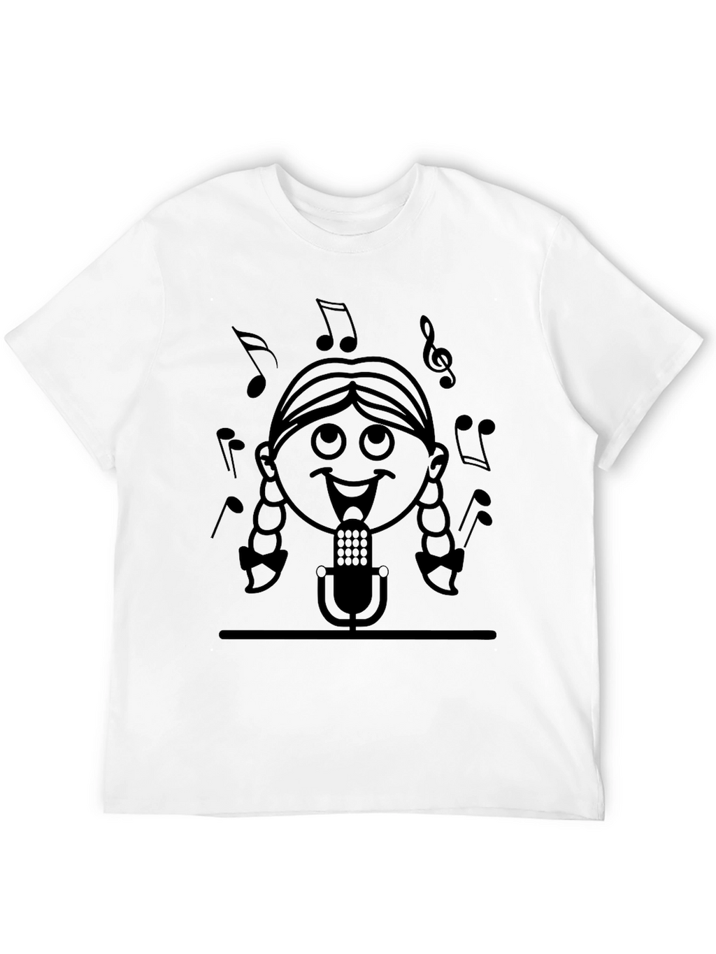Singing Girl Graphic Tee - Black Cotton Casual Wear