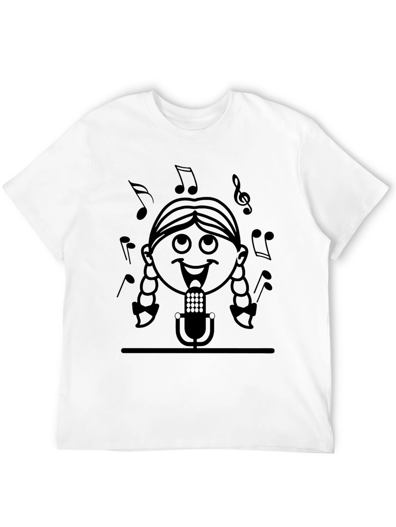Singing Girl Graphic Tee - Black Cotton Casual Wear