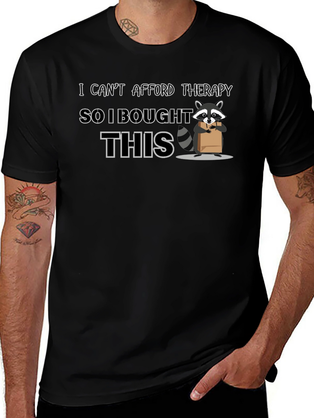 Therapy Substitute T-Shirt: Raccoon Graphic Tee