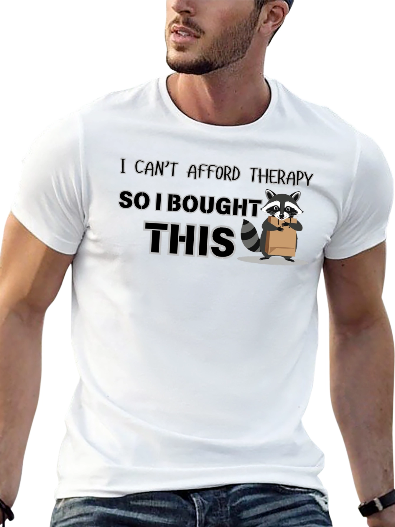 Therapy Substitute T-Shirt: Raccoon Graphic Tee
