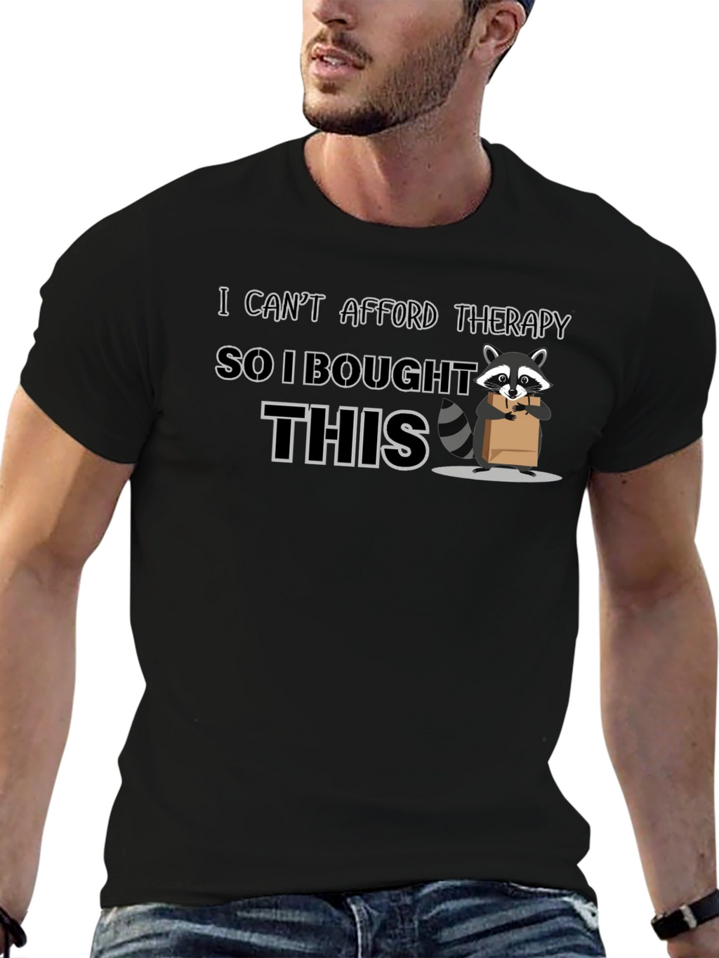 Therapy Substitute T-Shirt: Raccoon Graphic Tee