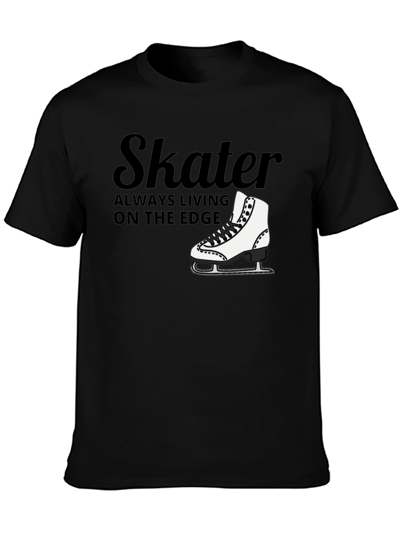Skater Always Living on the Edge Black T-Shirt
