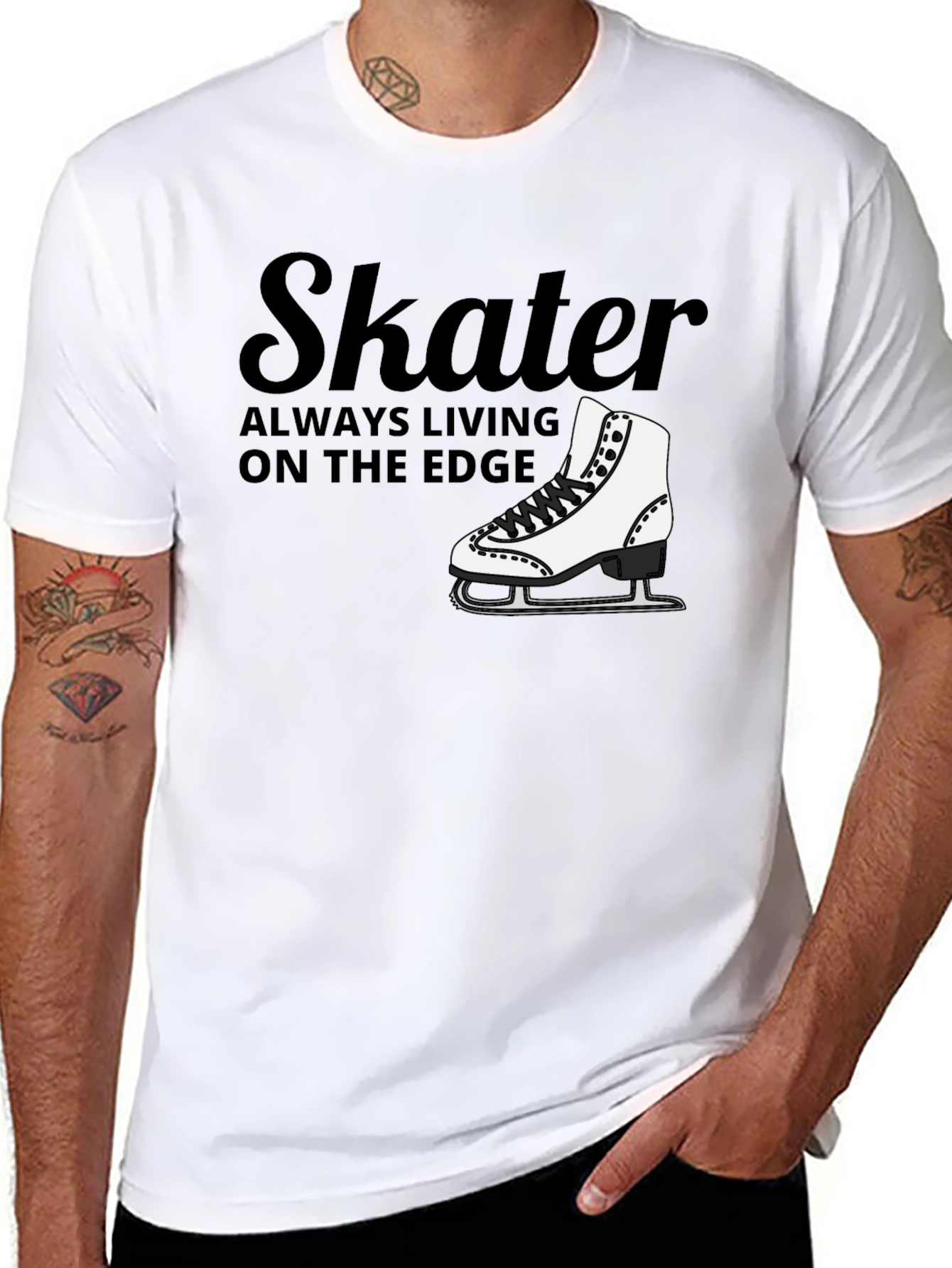 Skater Always Living on the Edge Black T-Shirt