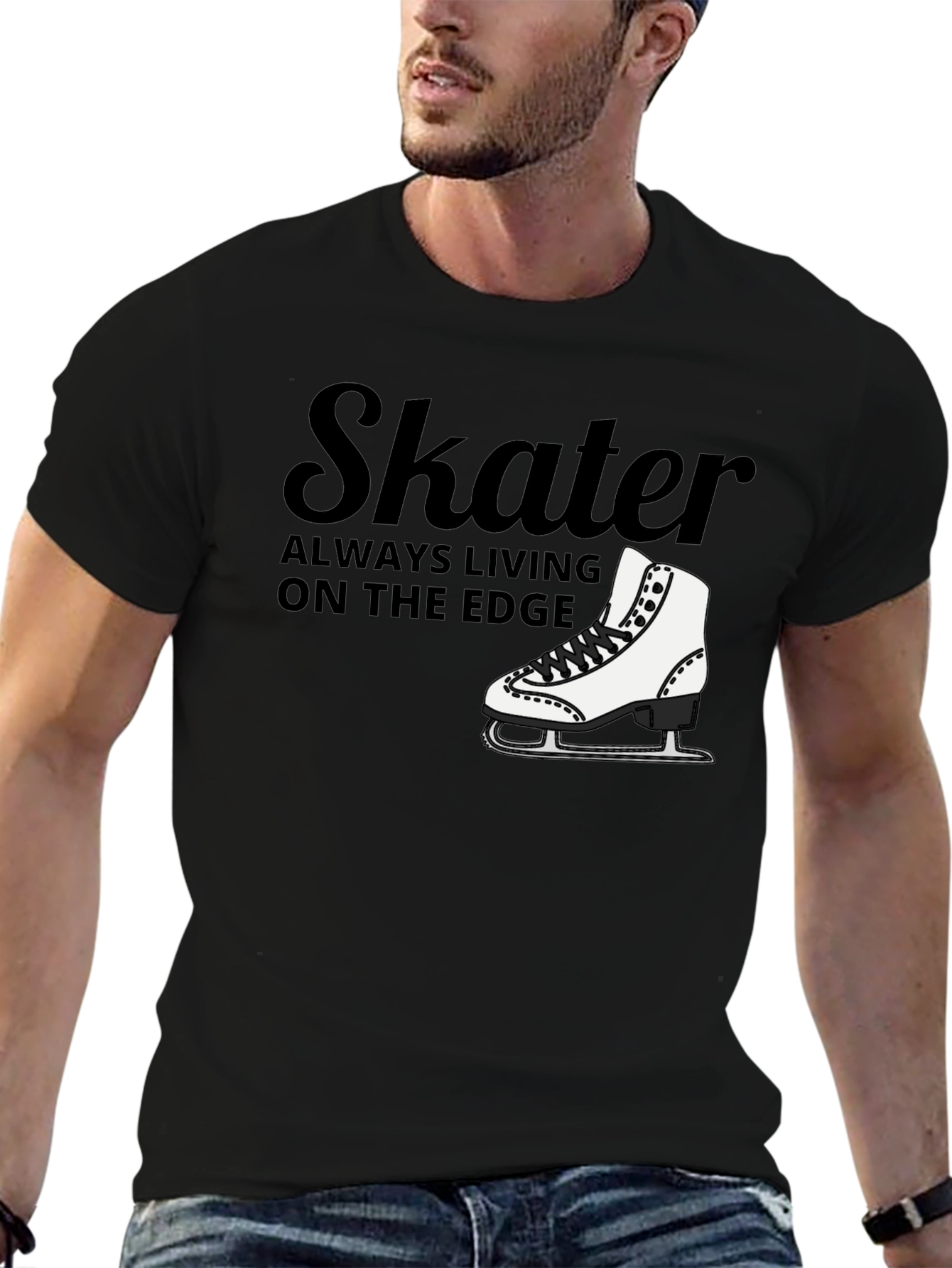 Skater Always Living on the Edge Black T-Shirt