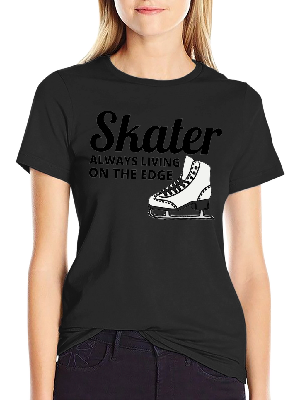 Skater Always Living on the Edge Black T-Shirt