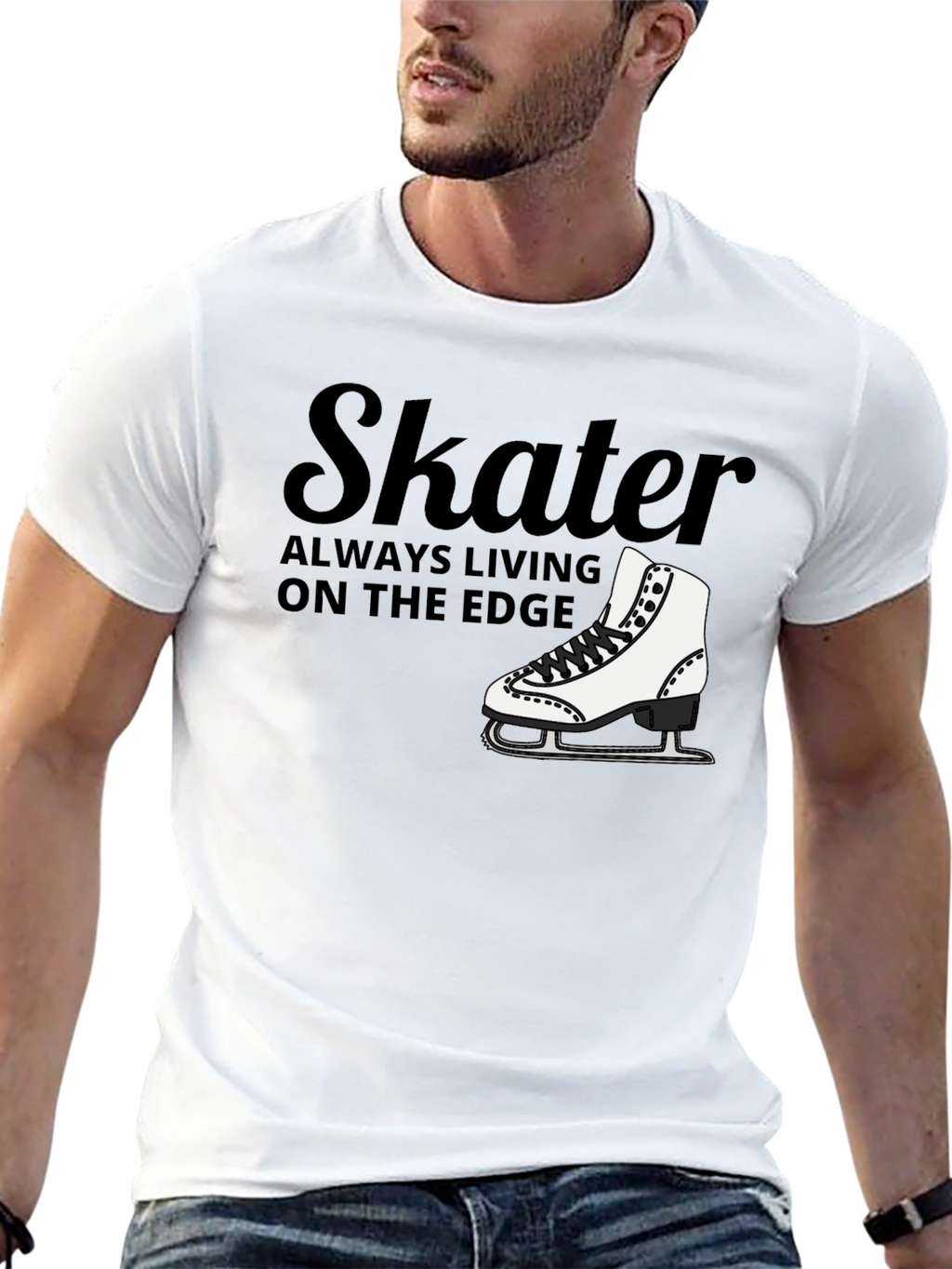 Skater Always Living on the Edge Black T-Shirt