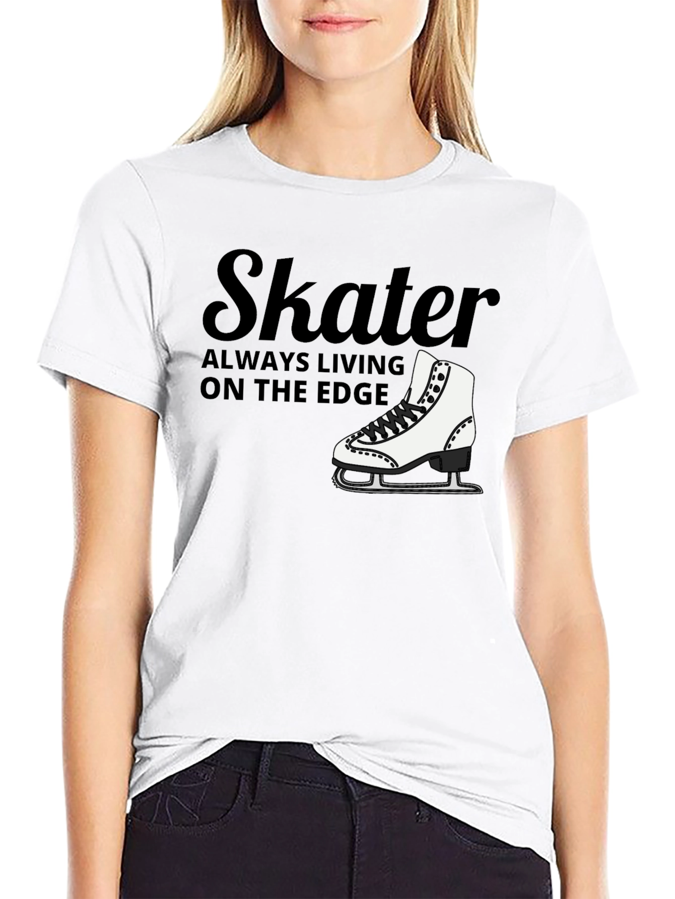 Skater Always Living on the Edge Black T-Shirt