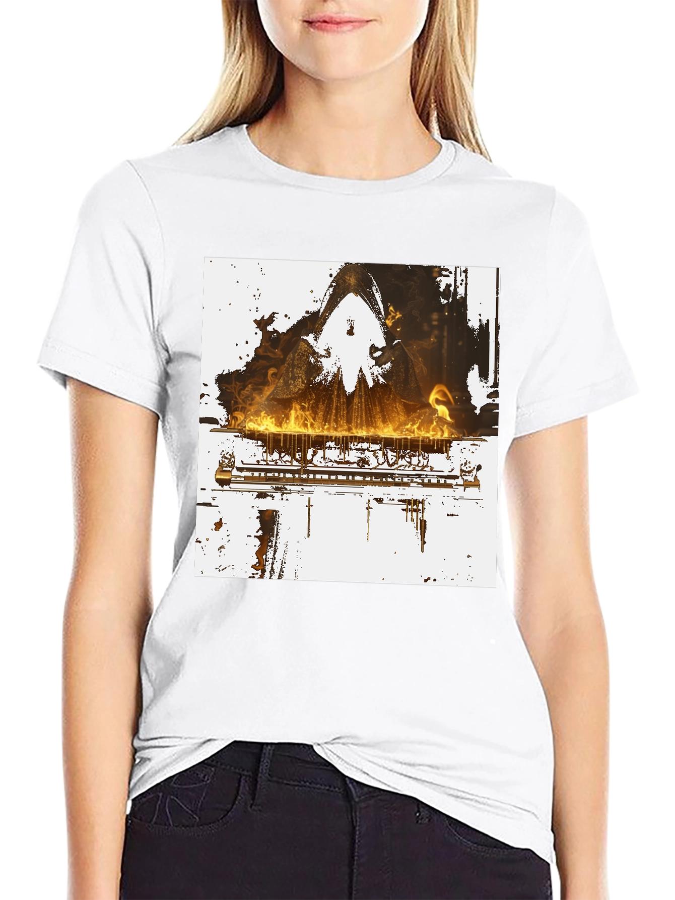 Piano on Fire Graphic Tee