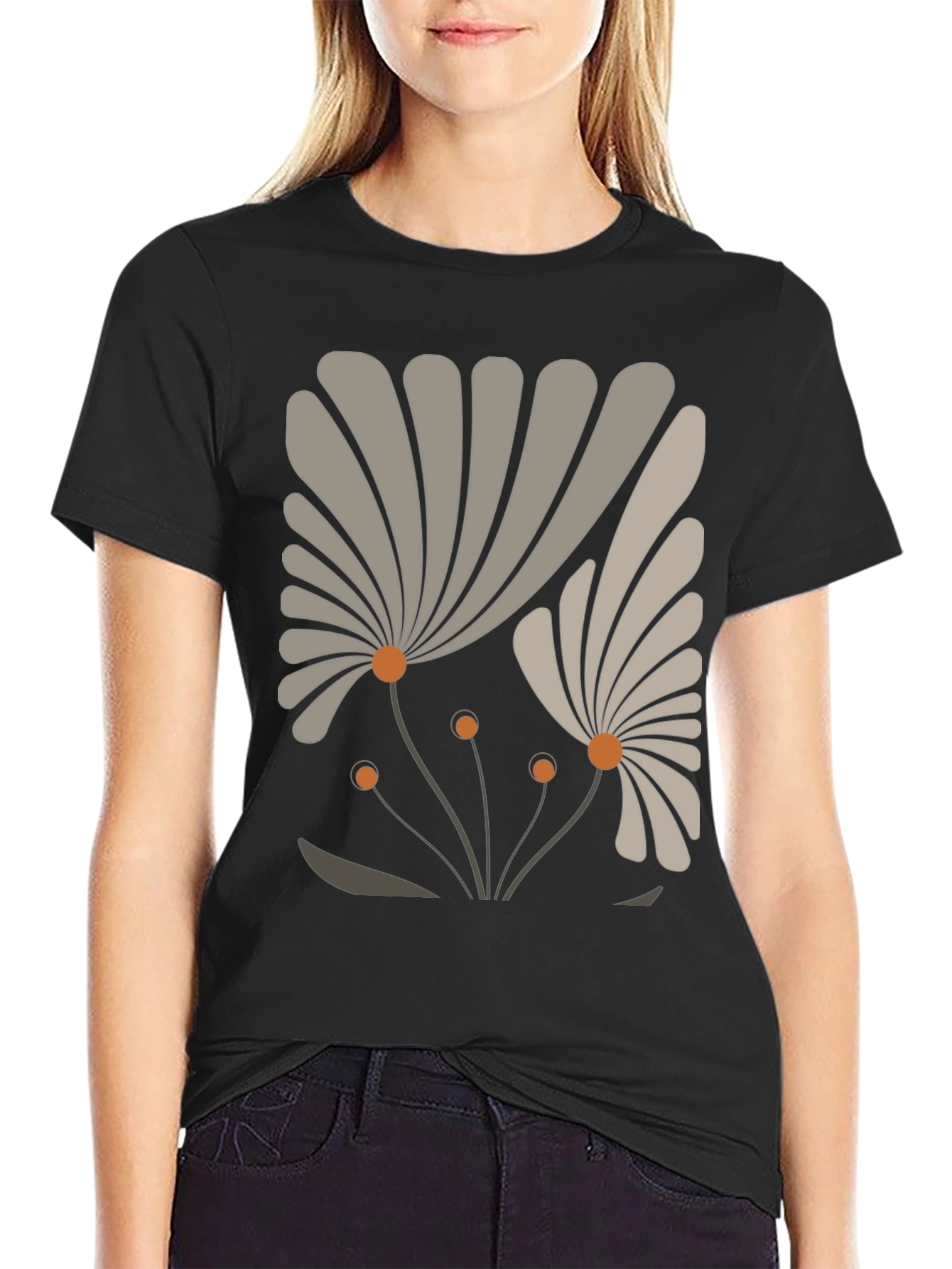 Abstract Floral Graphic Tee - Stylish Modern Design