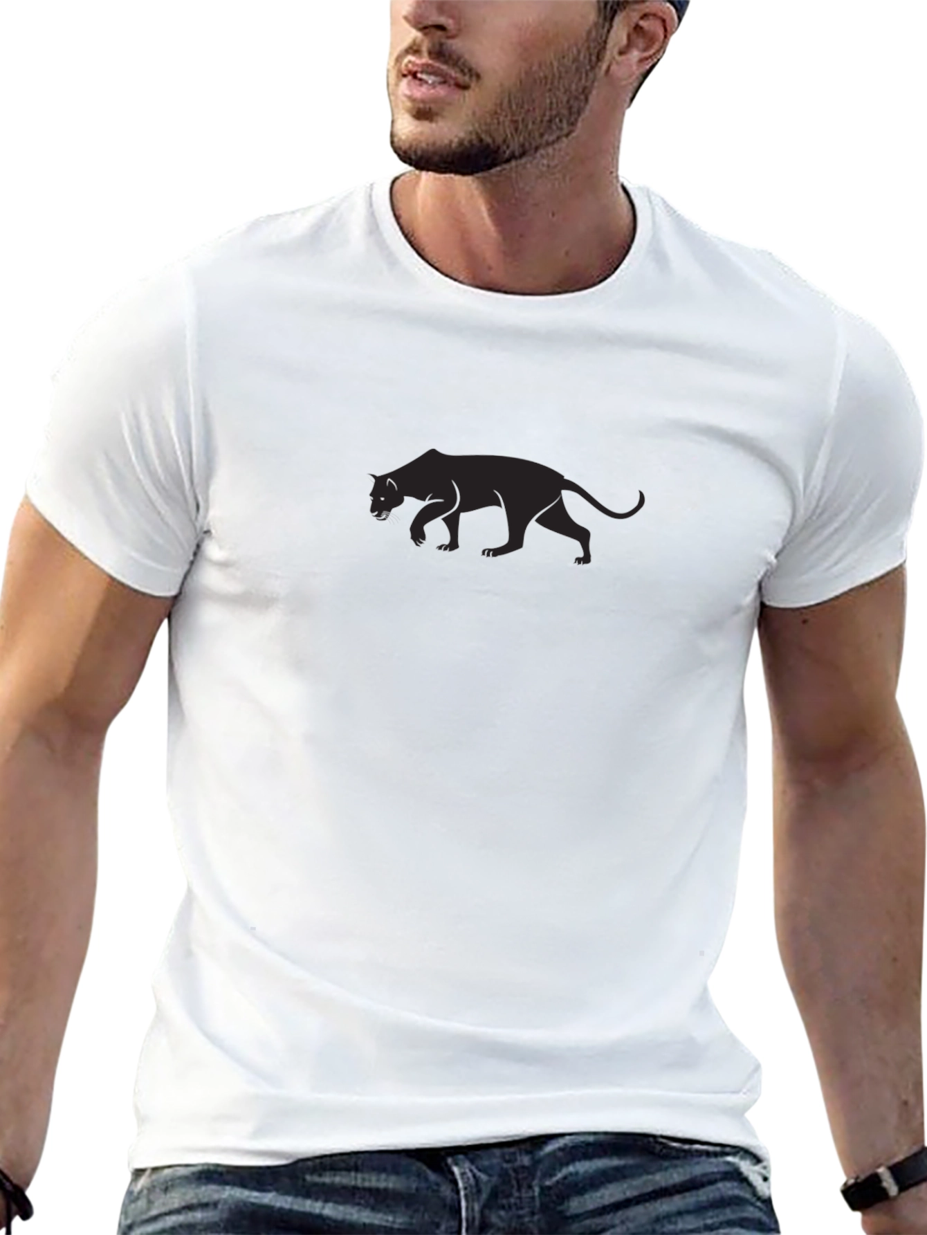 Sleek Black Panther Graphic Tee - Menss Fashion