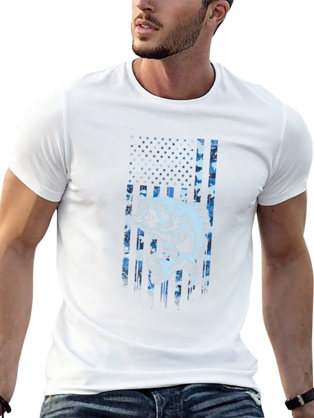 Bass Fishing American Flag T-Shirt