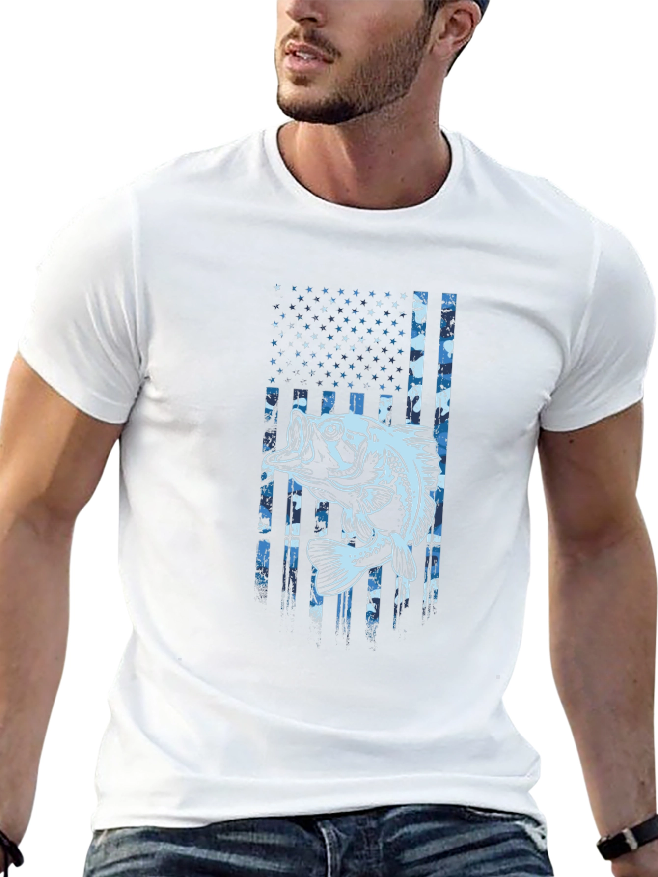 Bass Fishing American Flag T-Shirt