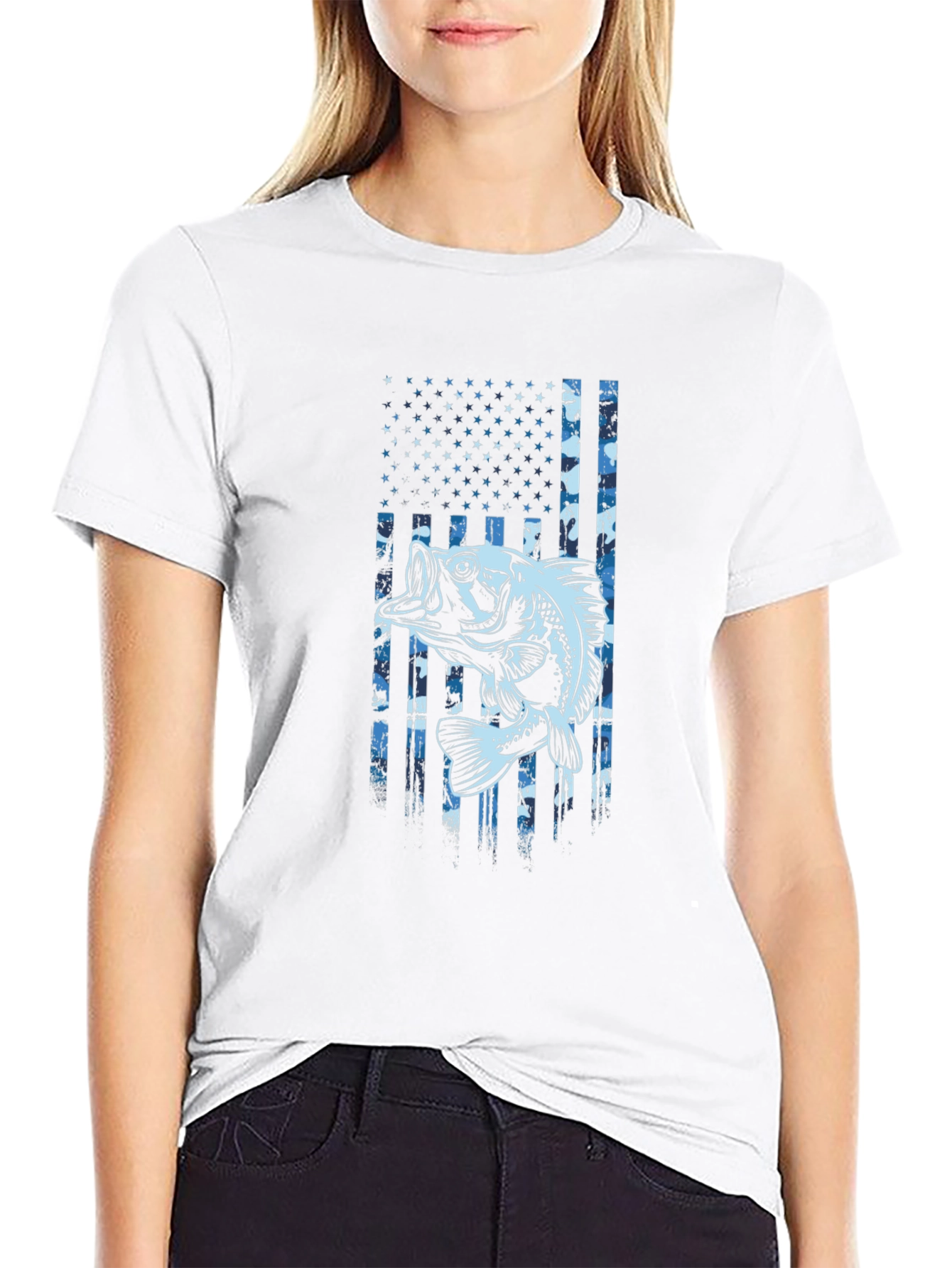 Bass Fishing American Flag T-Shirt